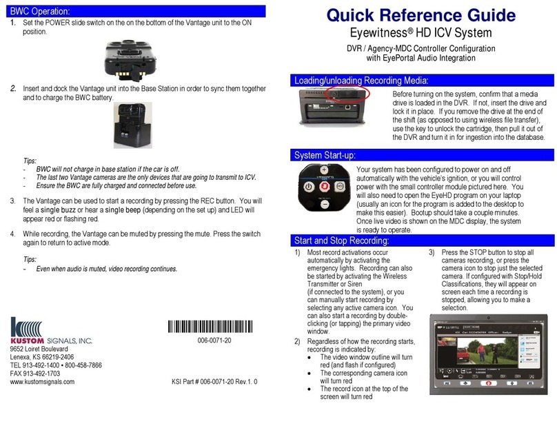 Kustom Signals Eyewitness HD ICV System Quick reference guide