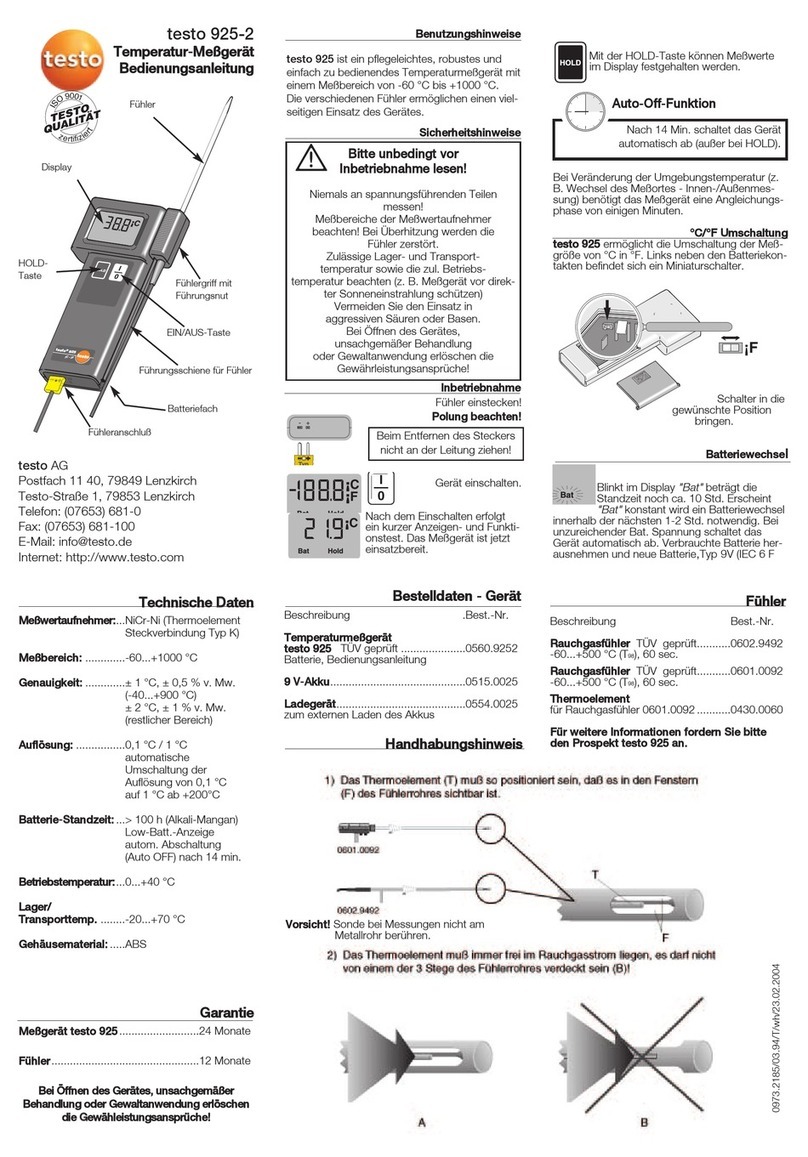 TESTO 925-2 instruction manual