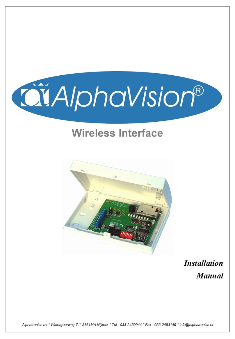 alphatronics AlphaVision Wireless interface installation manual