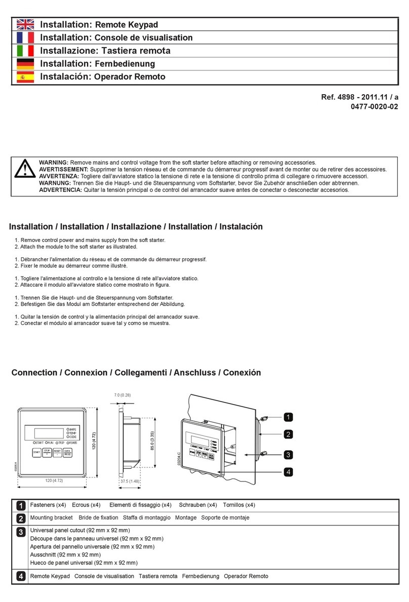 Nidec Control Techniques Digistart D2-Keypad Installation sheet