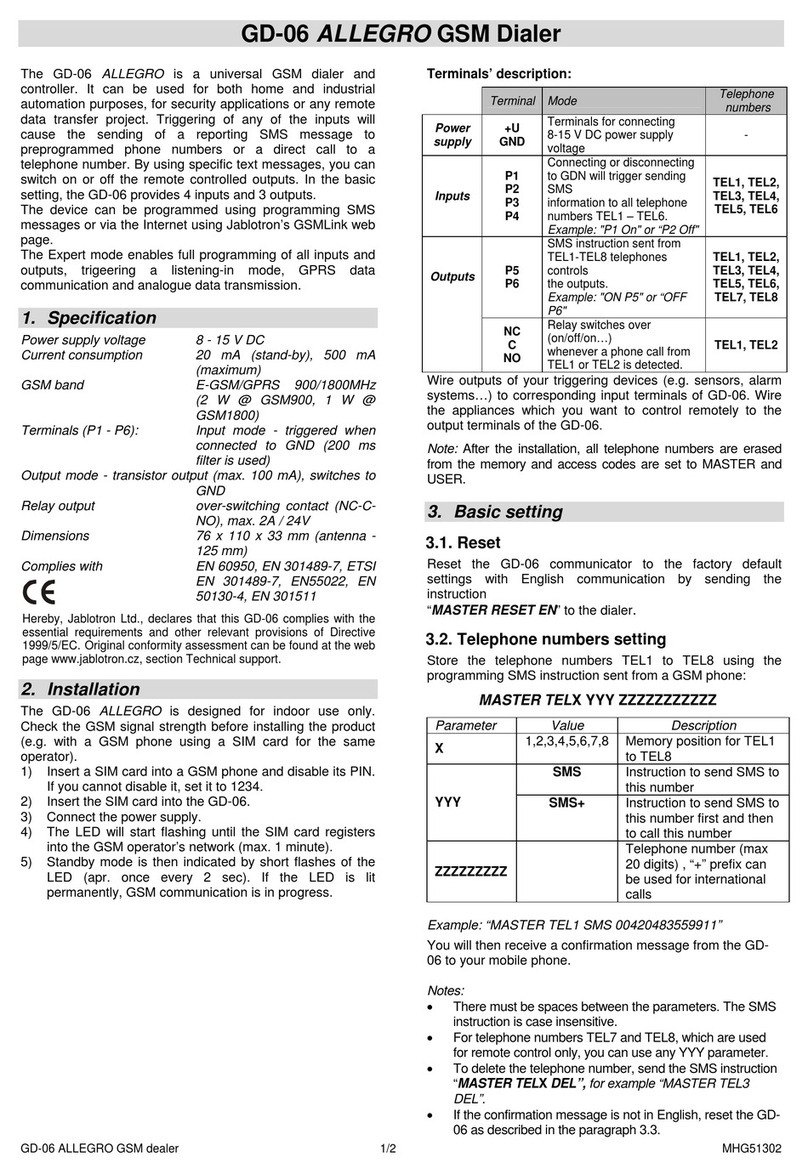 jablotron GD-06 ALLEGRO User manual