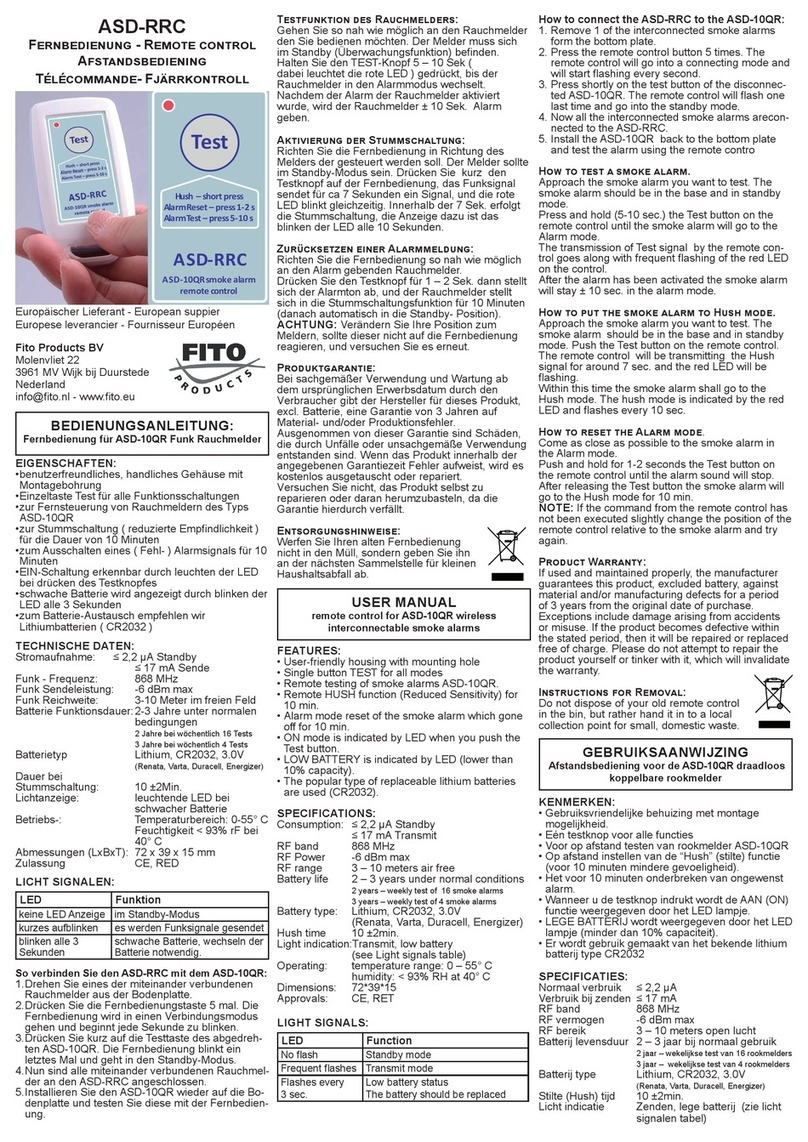 FITO PRODUCTS ASD-RRC manual