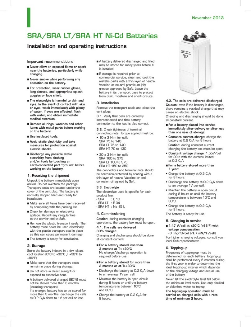 Saft SRA Series User manual