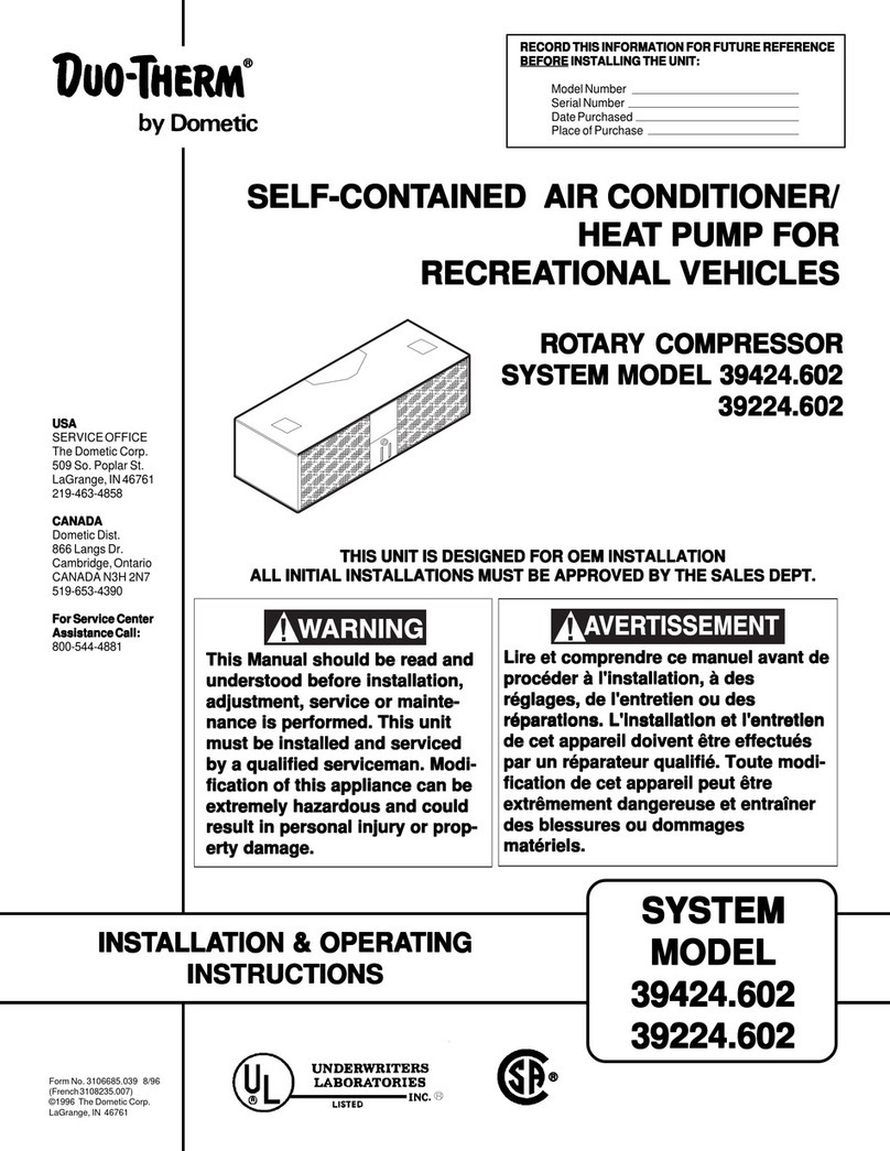 Dometic Duo-Therm 39424.602 Installation & operating instructions