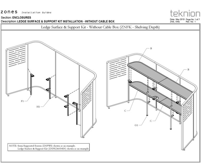 Teknion Ledge Surface & Support Kit - Without Cable... Operating and maintenance instructions