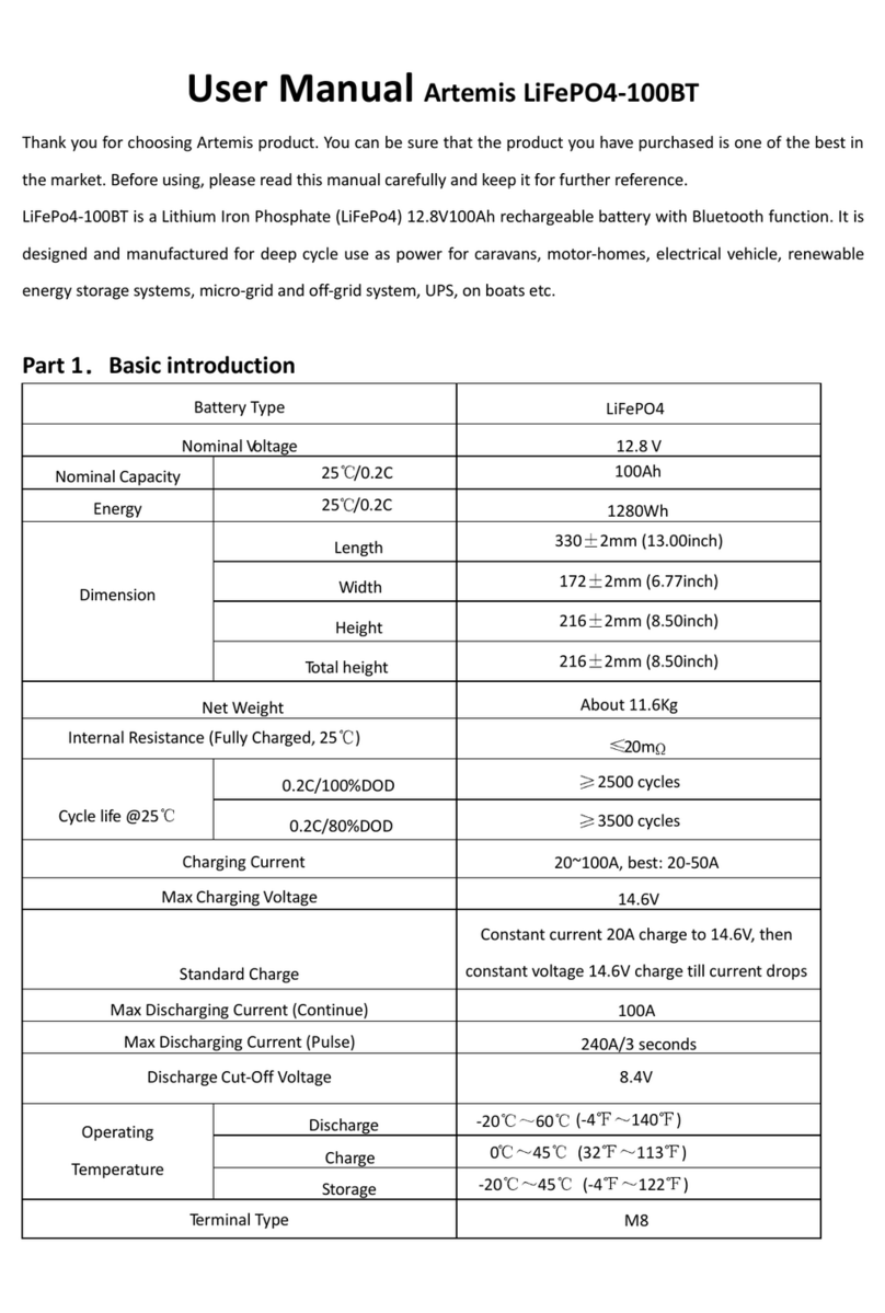 Artemis LiFePO4-100BT user manual