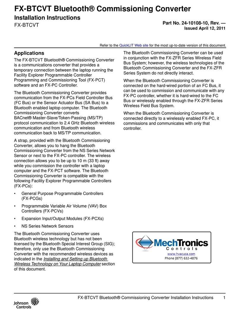 Johnson Controls FX-BTCVT User manual