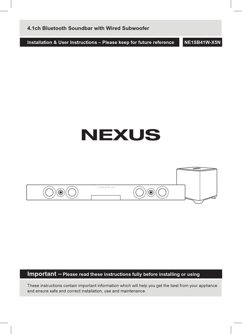 Nexus NE1SB41W-X5N Installation & user's instructions