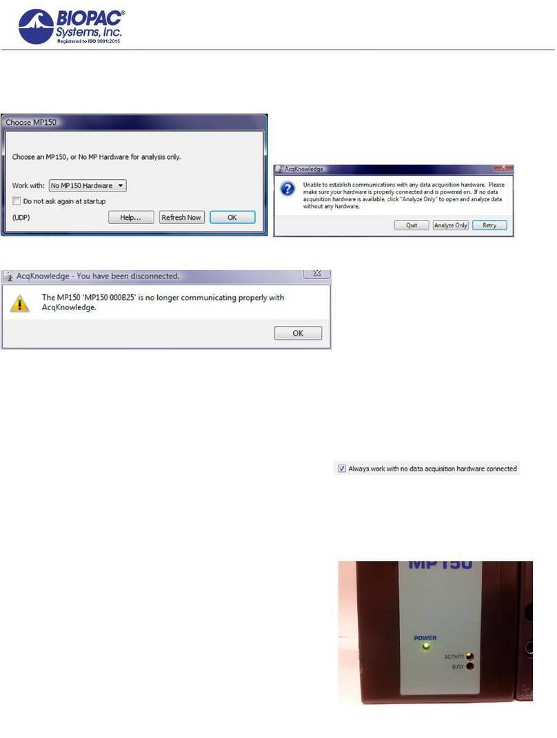 BIOPAC Systems, Inc. MP150 Troubleshooting