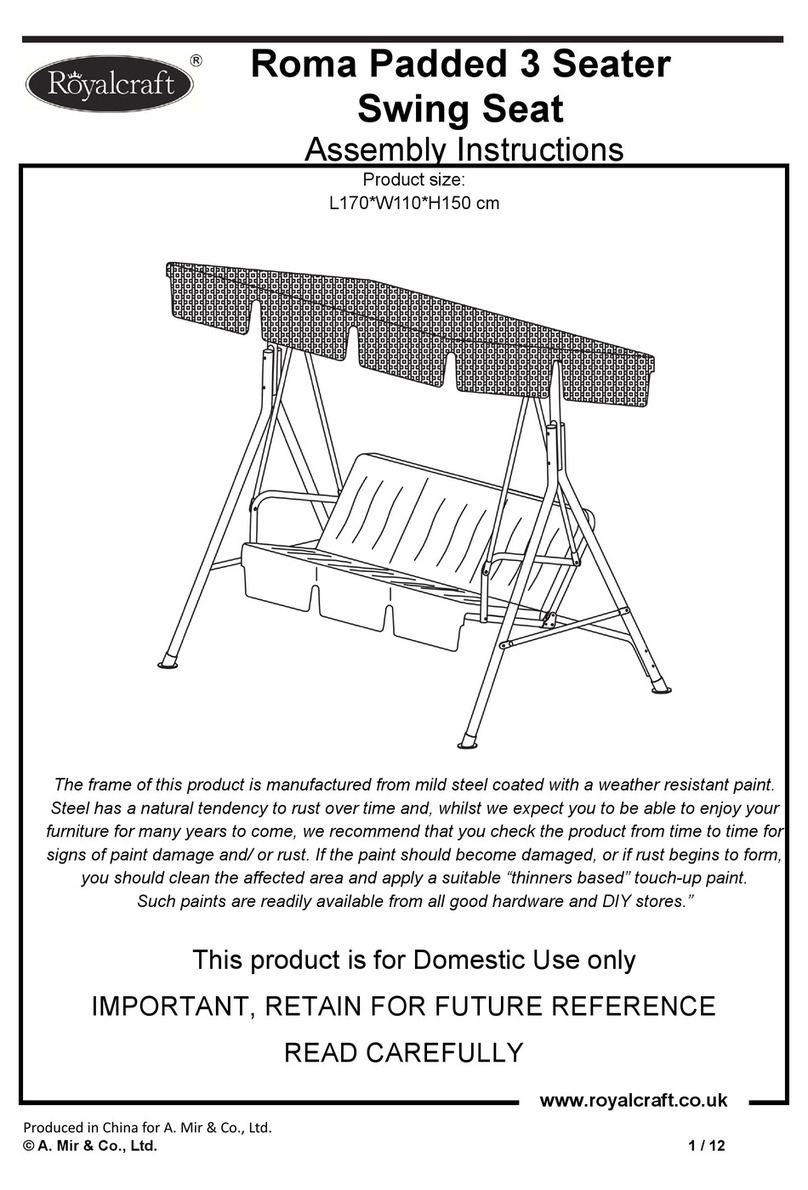 Royalcraft Roma Padded 3 Seater Swing Seat Assembly instructions