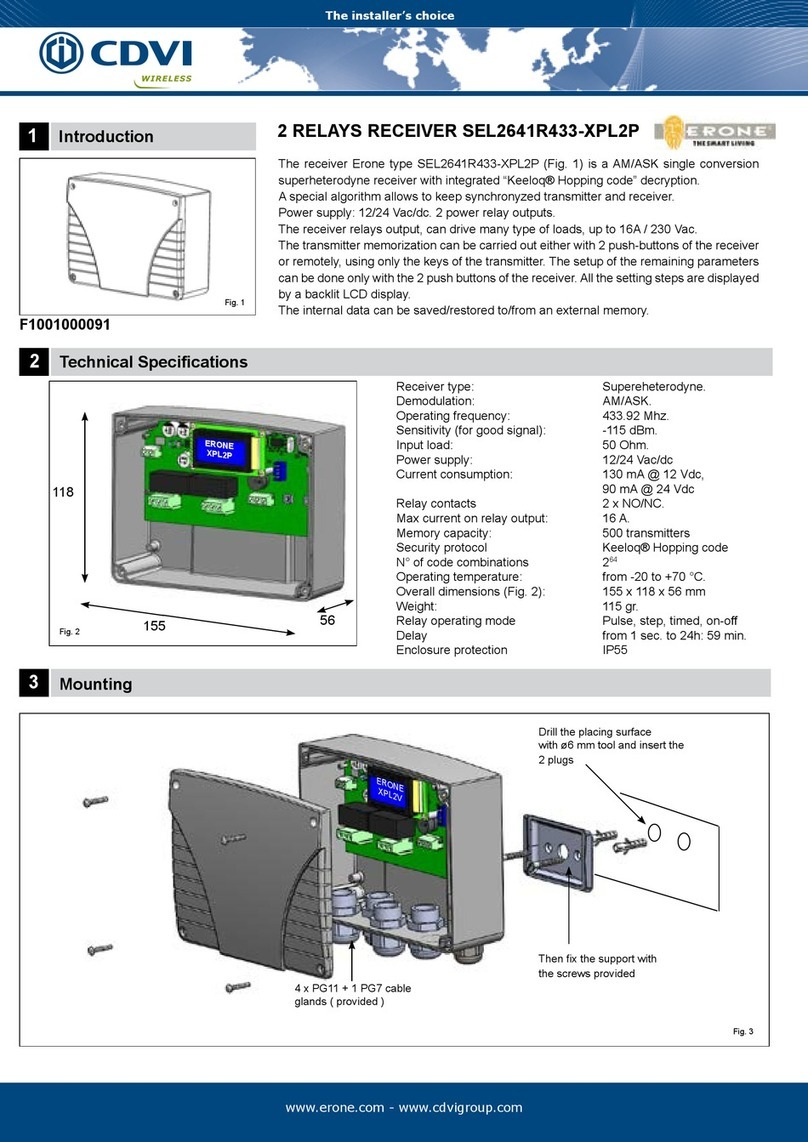 CDVI SEL2641R433-XPL2P manual