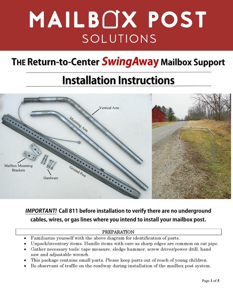 Mailbox Post Solutions Return-to-Center SwingAway Mailbox Support installation instructions Mailbox Post Solutions Return-to-Center SwingAway Mailbox Support installation instructions