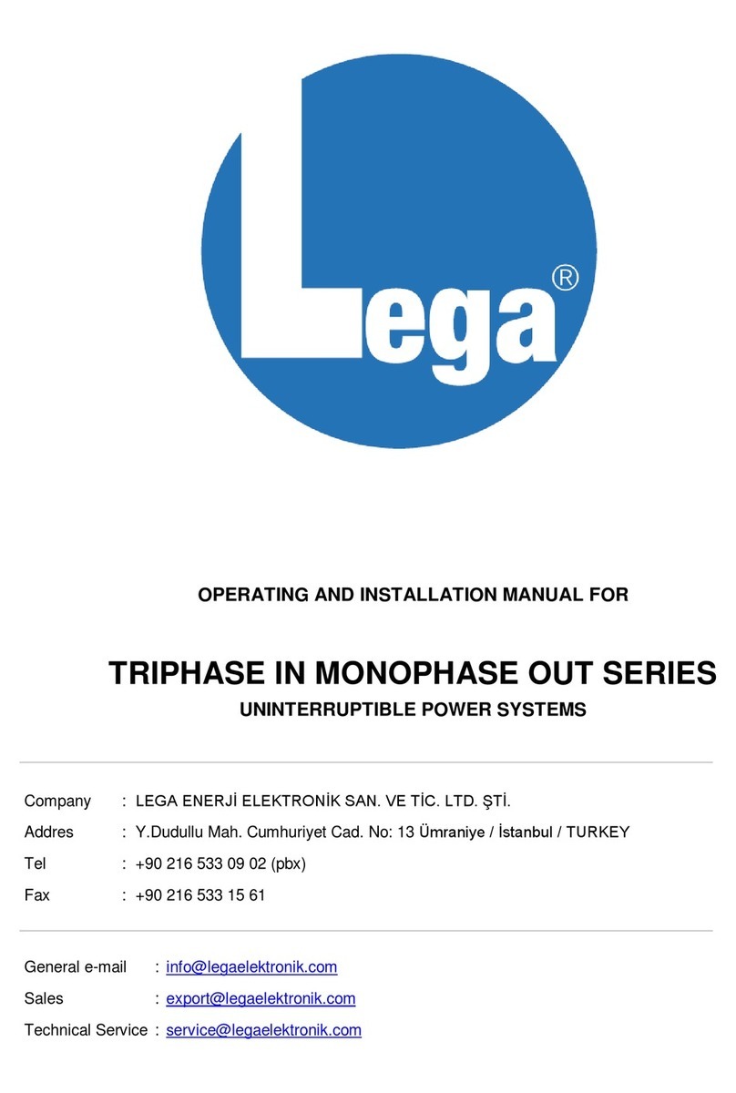 Lega TRIPHASE IN MONOPHASE OUT Series OPERATING AND INSTALLATION Manual