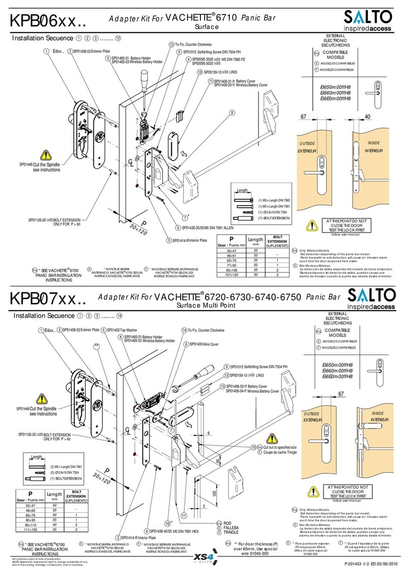 Salto KPB06 Series installation sequence