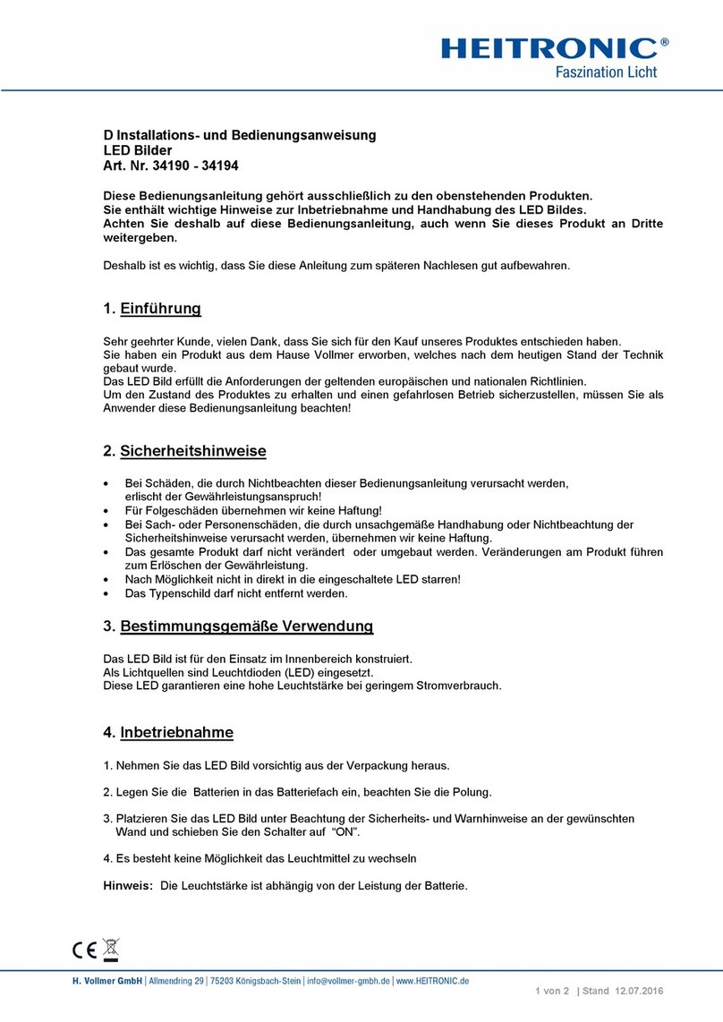 Heitronic 34190 Installation and operating instructions