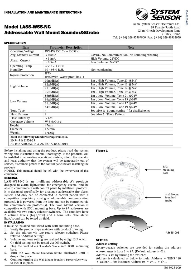 System Sensor LASS-WSS-NC User manual System Sensor LASS-WSS-NC User manual