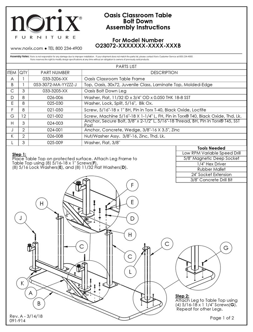 norix Oasis Classroom Table Assembly instructions