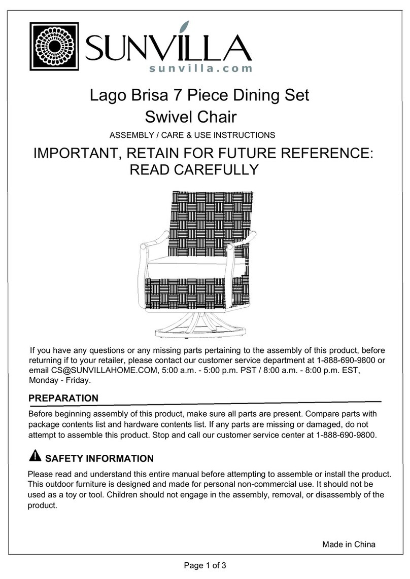 SUNVILLA Lago Brisa 7 Piece Dining Set Swivel Chair Assembly / care & use instructions SUNVILLA Lago Brisa 7 Piece Dining Set Swivel Chair Assembly / care & use instructions