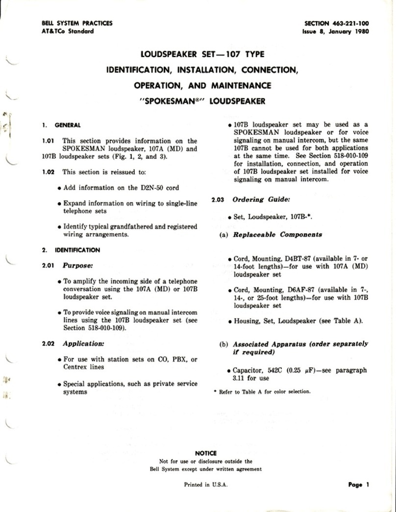 Bell System Practices SPOKESMAN 107 Series manual