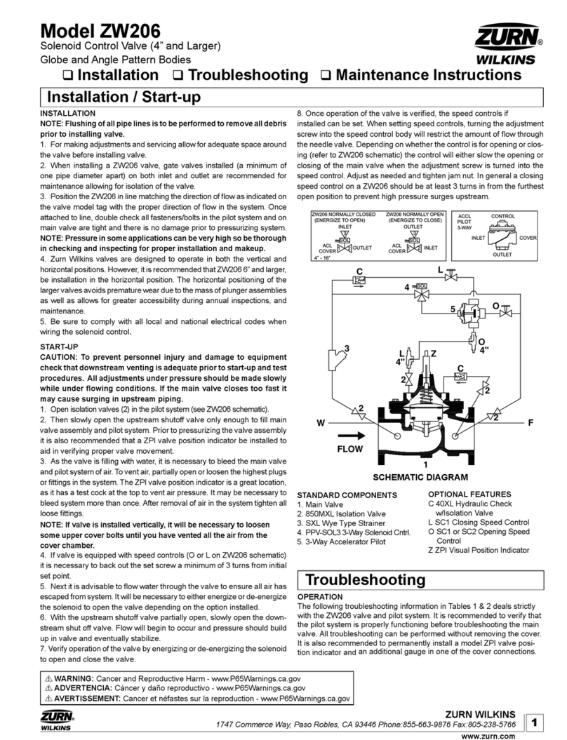 Zurn Wilkins ZW206 Installation and maintenance instructions