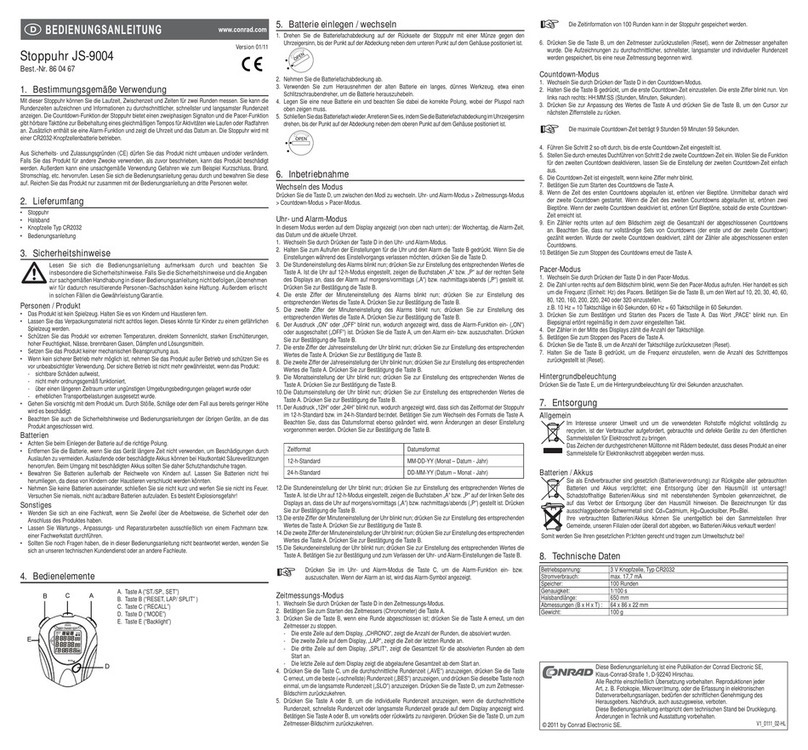 Conrad Electronic JS-9004 operating instructions