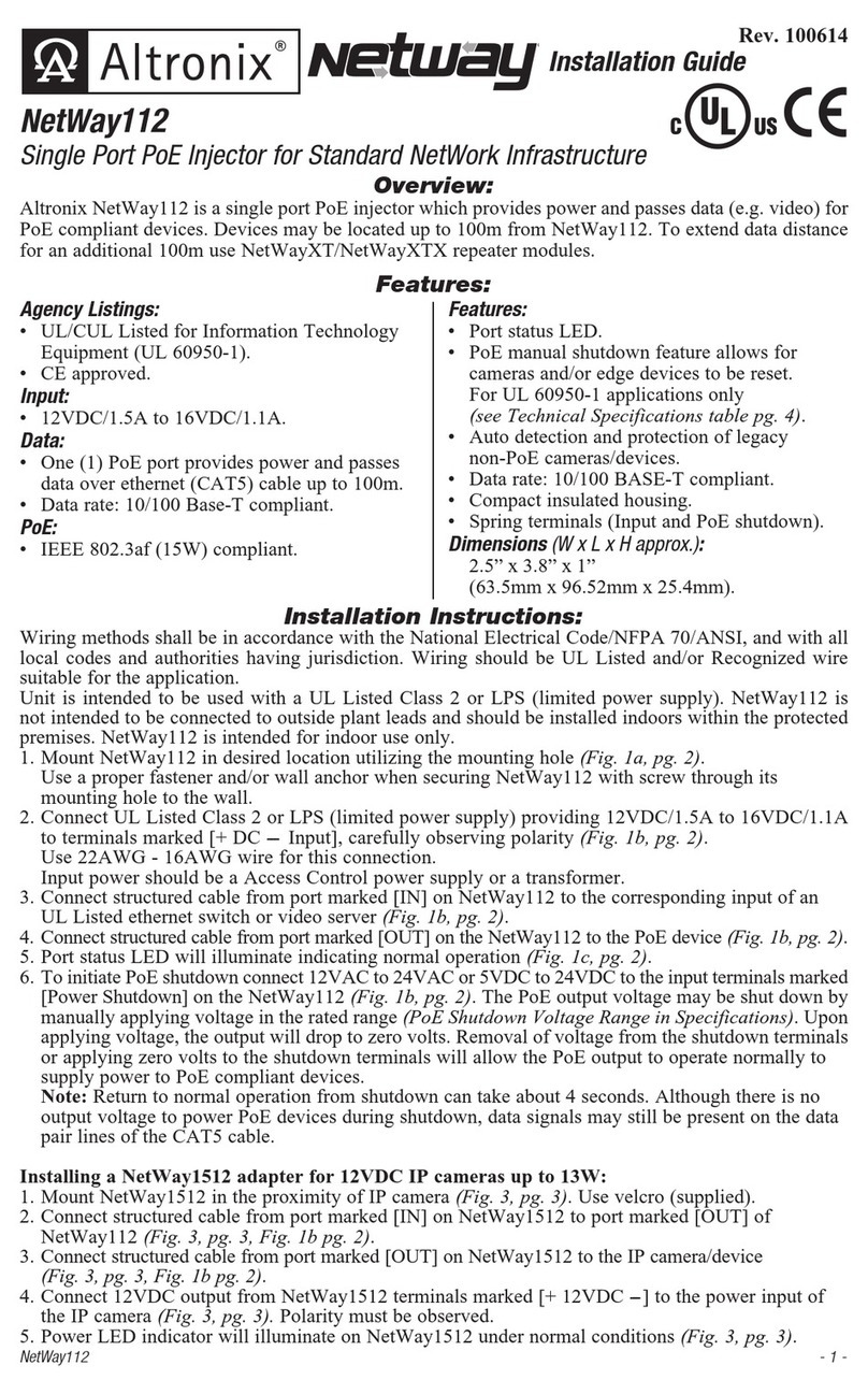 Altronix NetWay NetWay112 User manual Altronix NetWay NetWay112 User manual