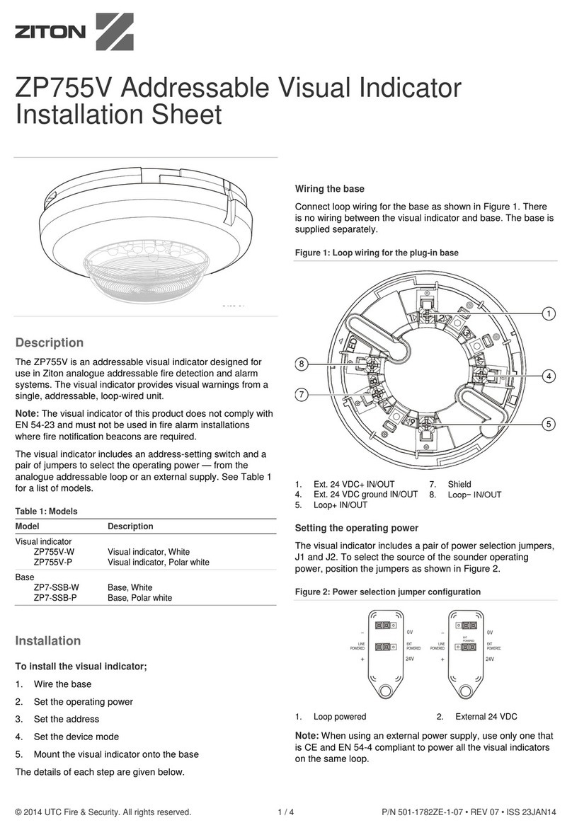 Ziton ZP755V Installation sheet