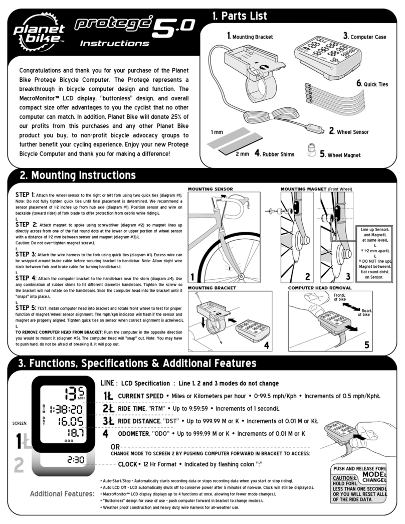 Planet Bike Protege 5.0 instructions