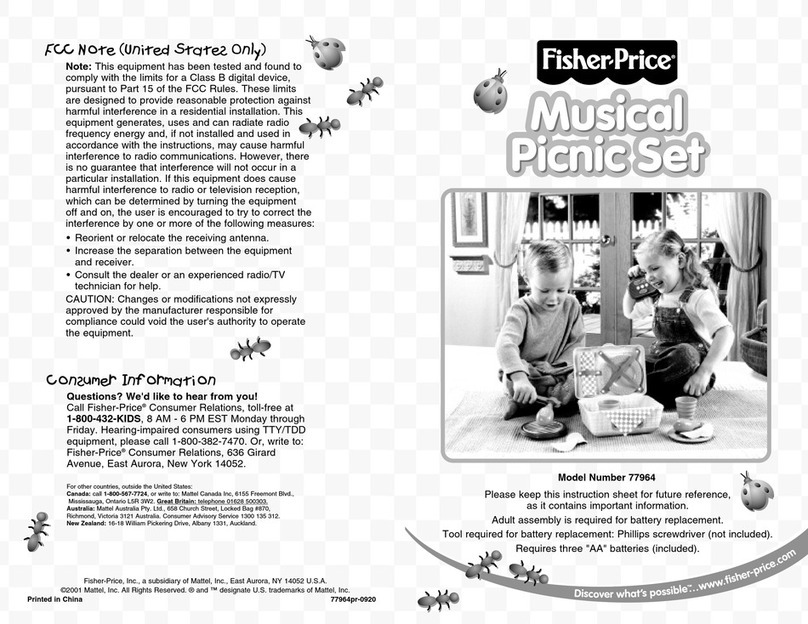 Fisher-Price Musical Picnic Set 77964 instruction sheet