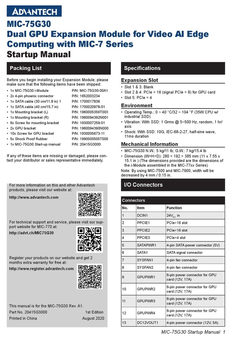 Advantech MIC-75G30 Startup manual