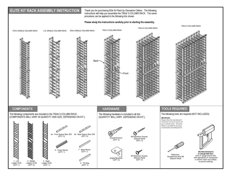 Genuwine Cellars ELITE KIT RACK Assembly instruction