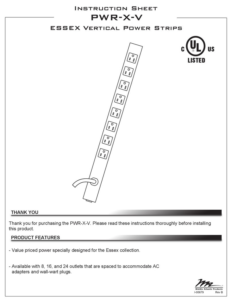 Middle Atlantic Products PWR-X-V instruction sheet Middle Atlantic Products PWR-X-V instruction sheet