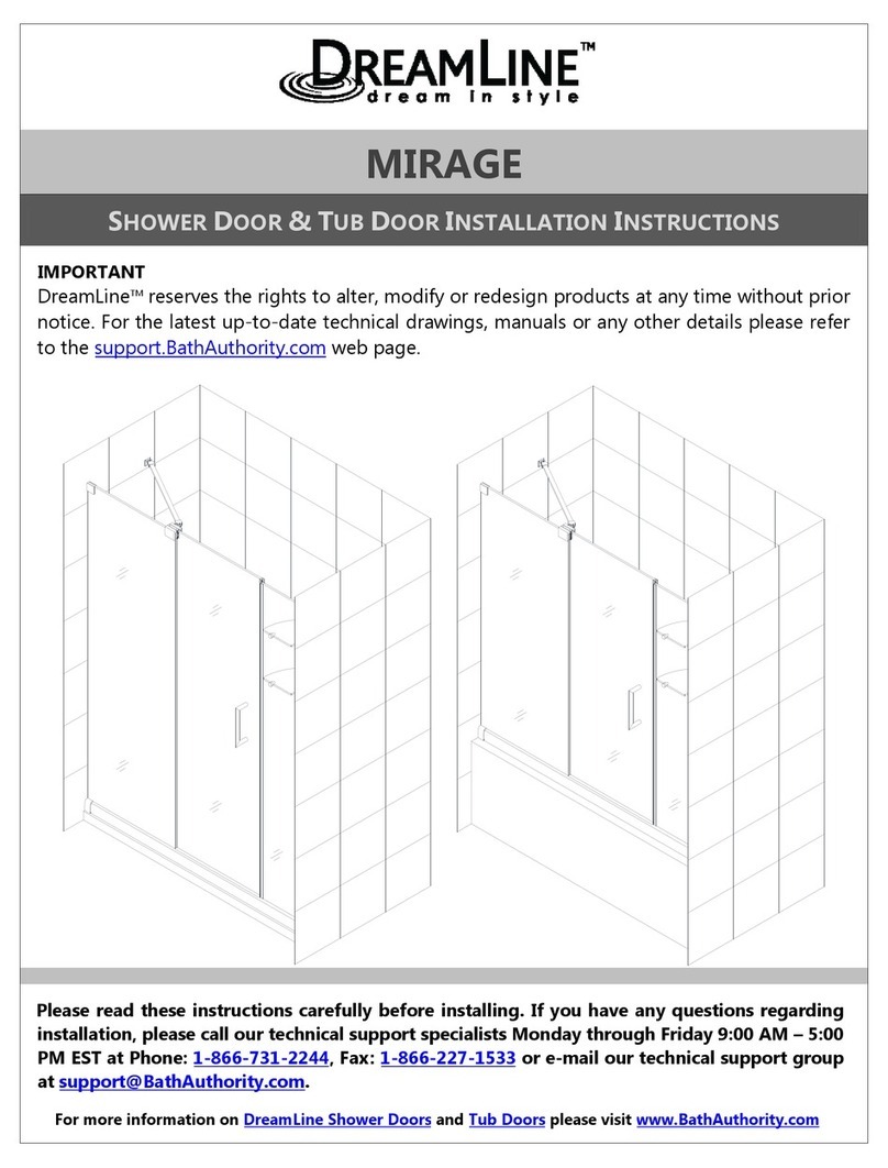Bath Authority DreamLine MIRAGE installation instructions Bath Authority DreamLine MIRAGE installation instructions