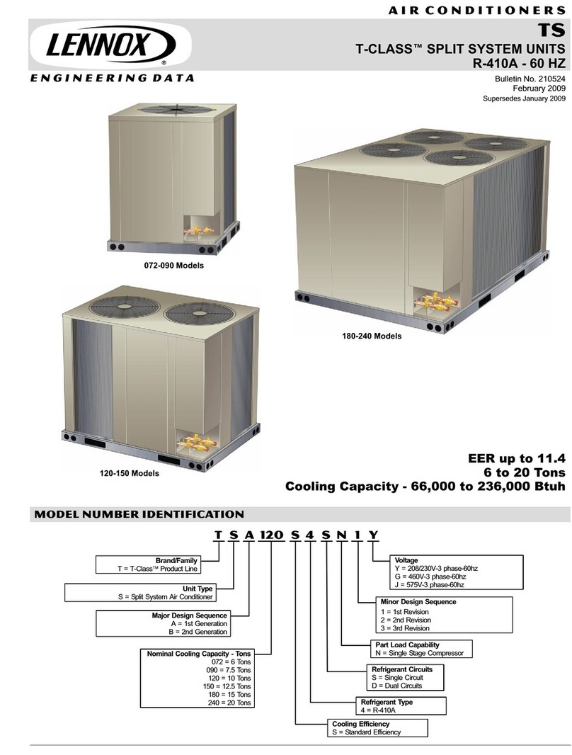 Lennox T-CLASS TS Series Dimension Guide