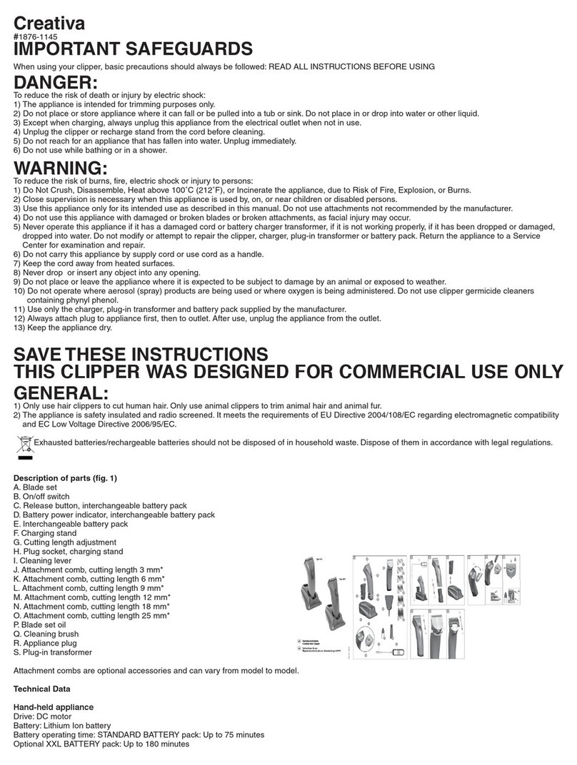 Wahl Creativa 1874 operating instructions