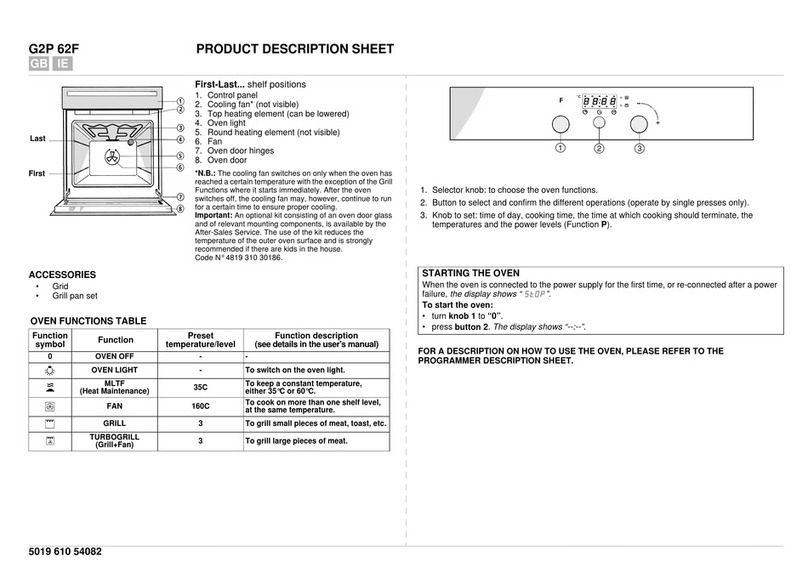 Whirlpool G2P 62F Product description sheet