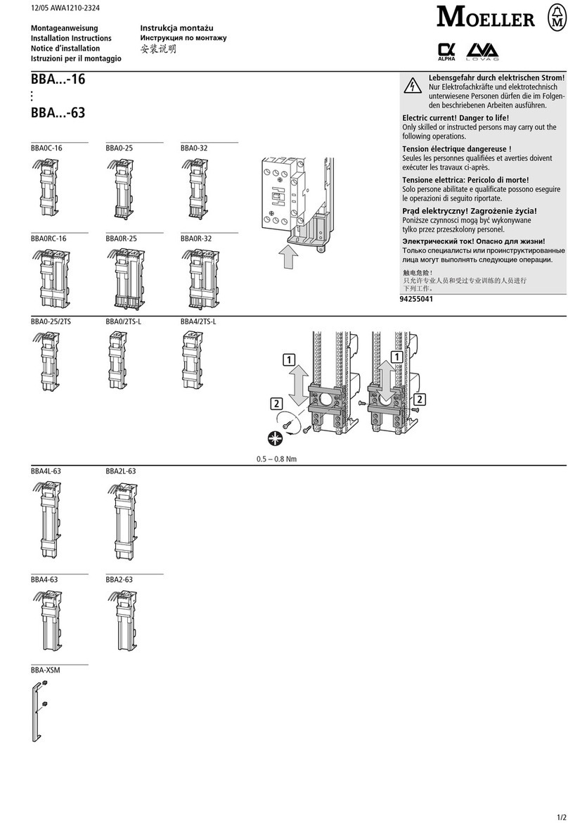 Moeller BBA -16 Series installation instructions