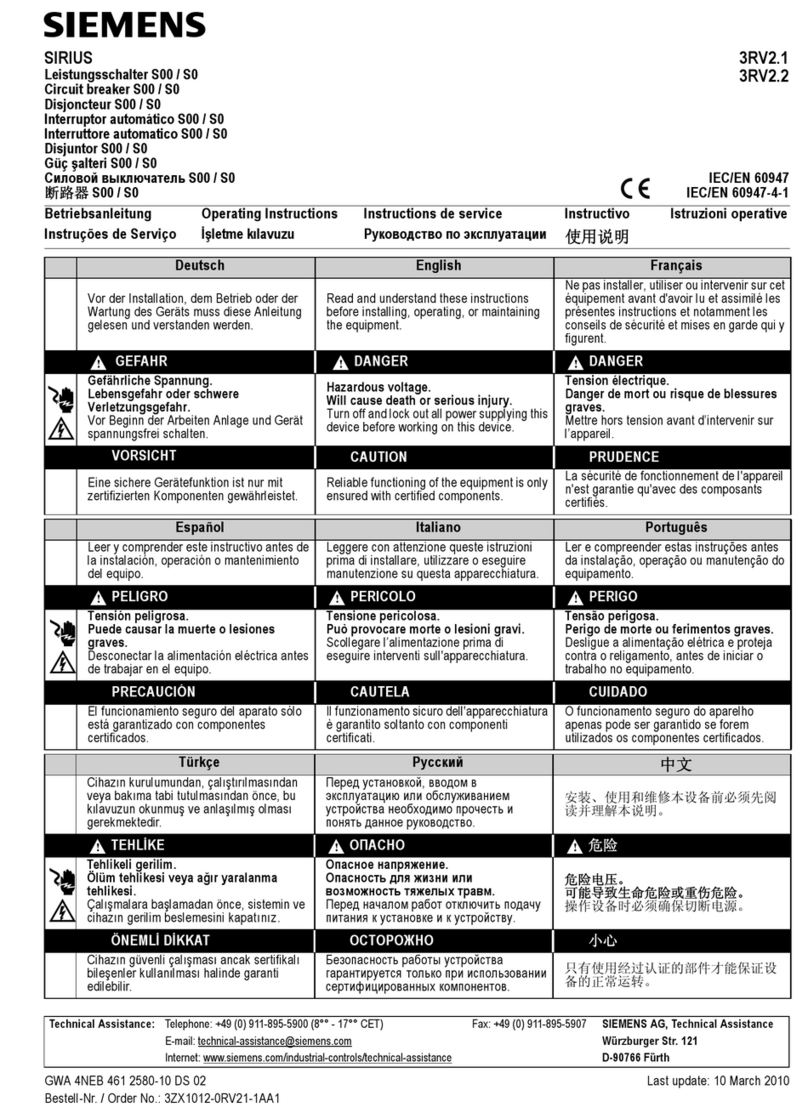 Siemens SIRIUS 3RV2.1 operating instructions