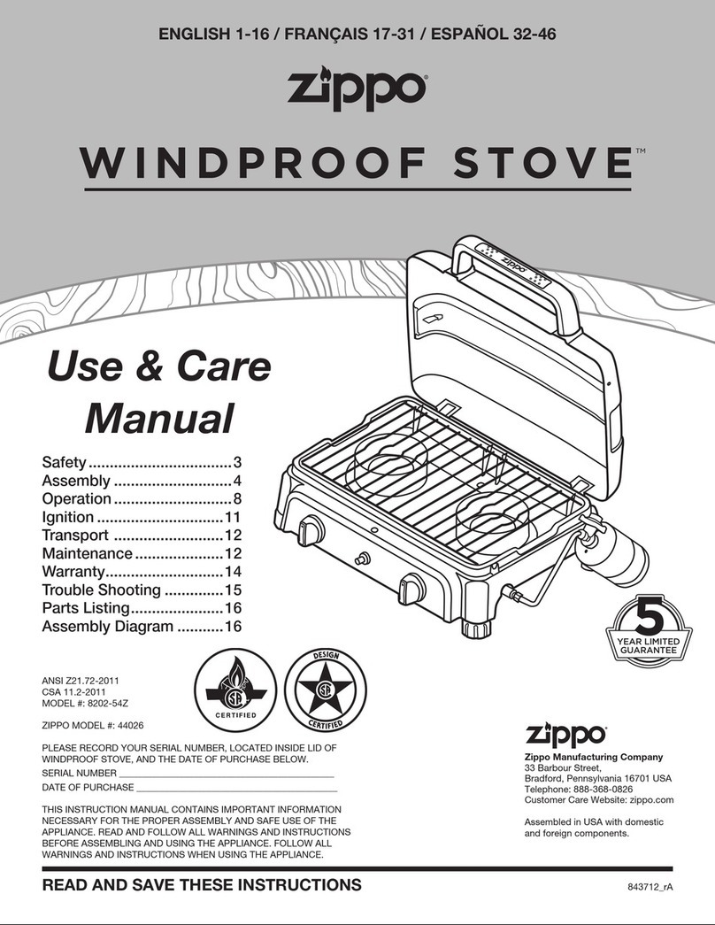 Zippo 44026 Use & care manual