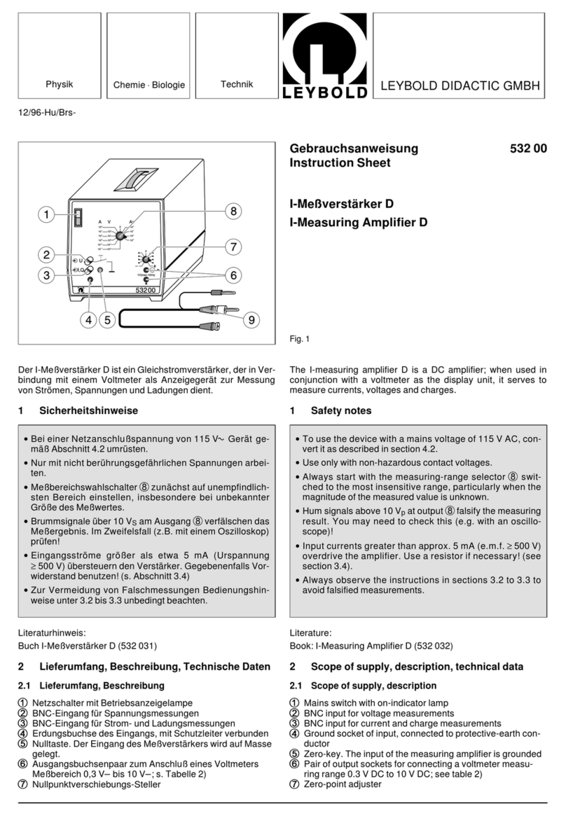 LEYBOLD I-Measuring Amplifier D instruction sheet