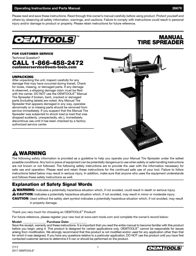 OEM Tools 26679 Operating instructions and parts manual