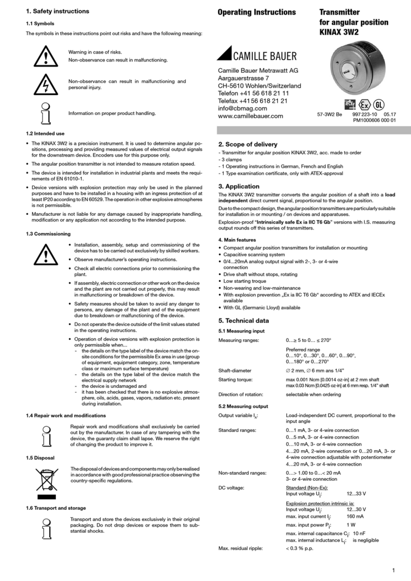 Camille Bauer KINAX 3W2 operating instructions