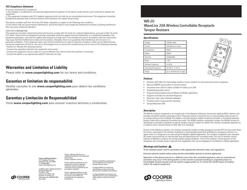 Cooper WR-20 User manual