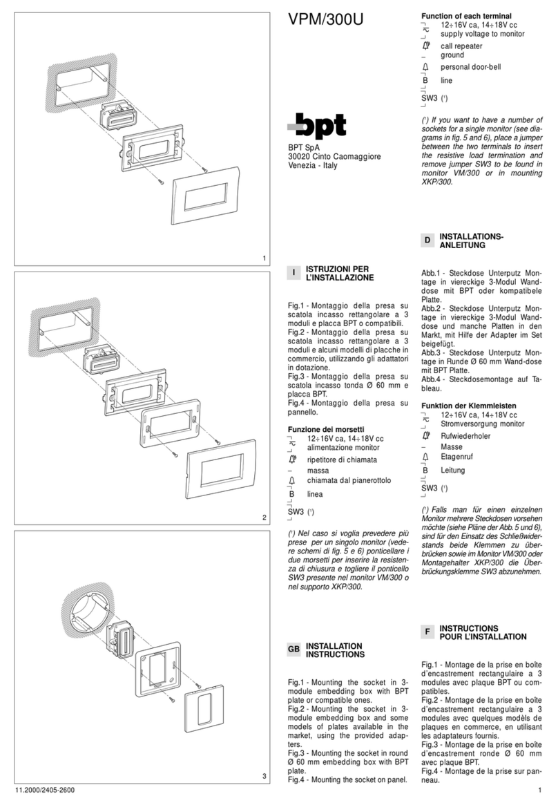 Bpt VPM/300U installation instructions