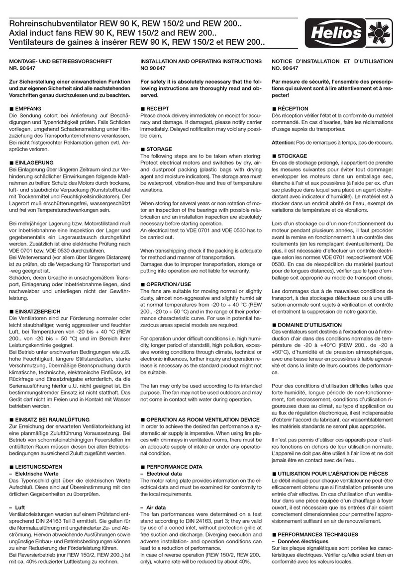 Helios REW 200 Series Installation and operating instructions