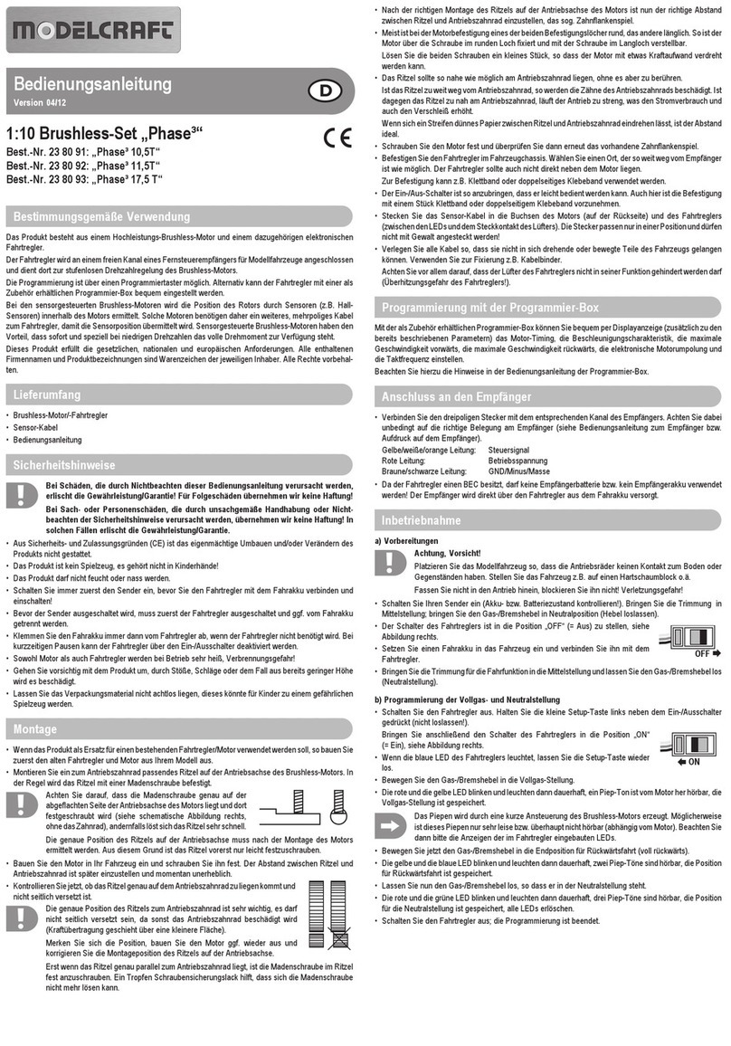 ModelCraft Phase3 10,5T operating instructions