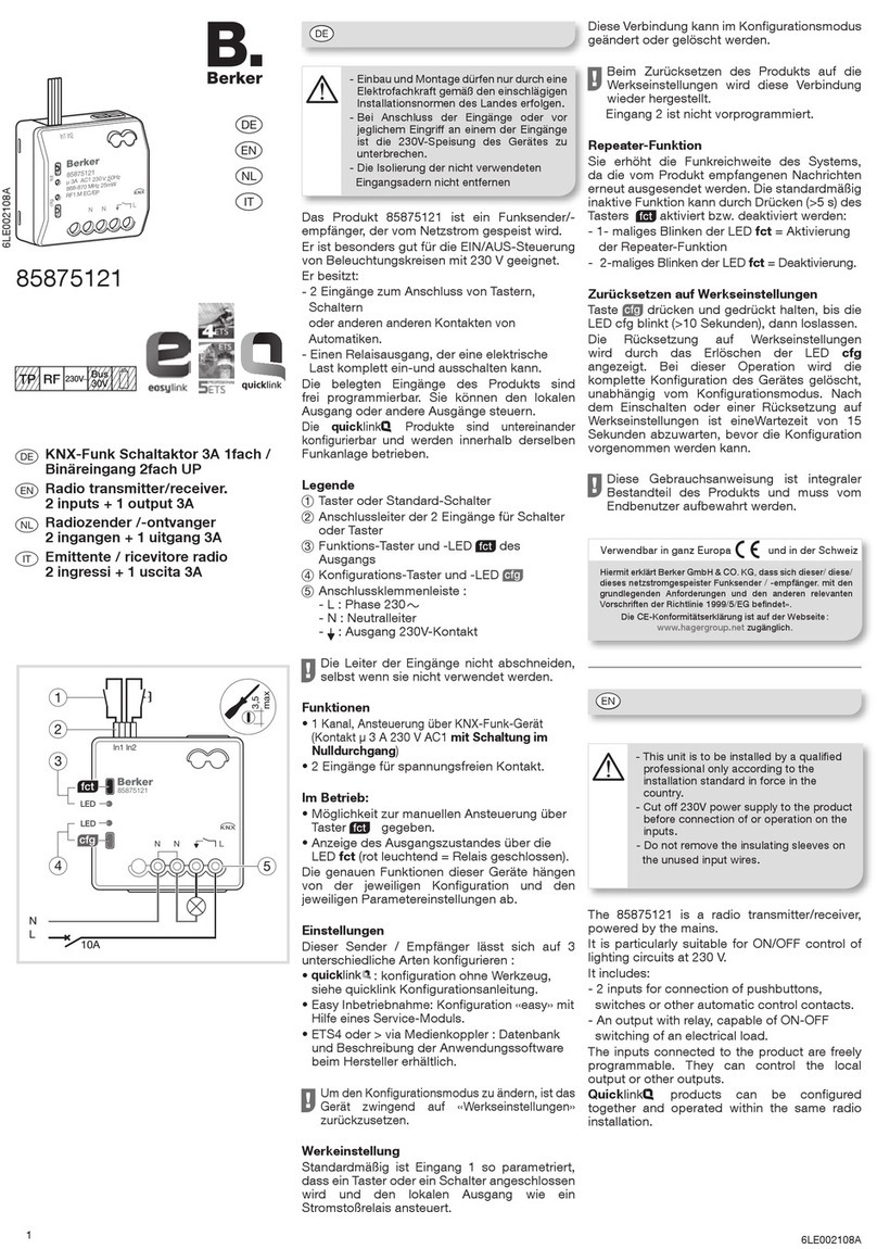 Berker 85875121 manual