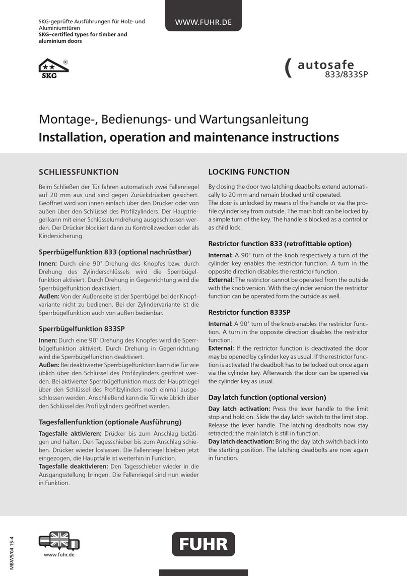 FUHR autosafe 833 Installation, operation and maintenance instructions FUHR autosafe 833 Installation, operation and maintenance instructions