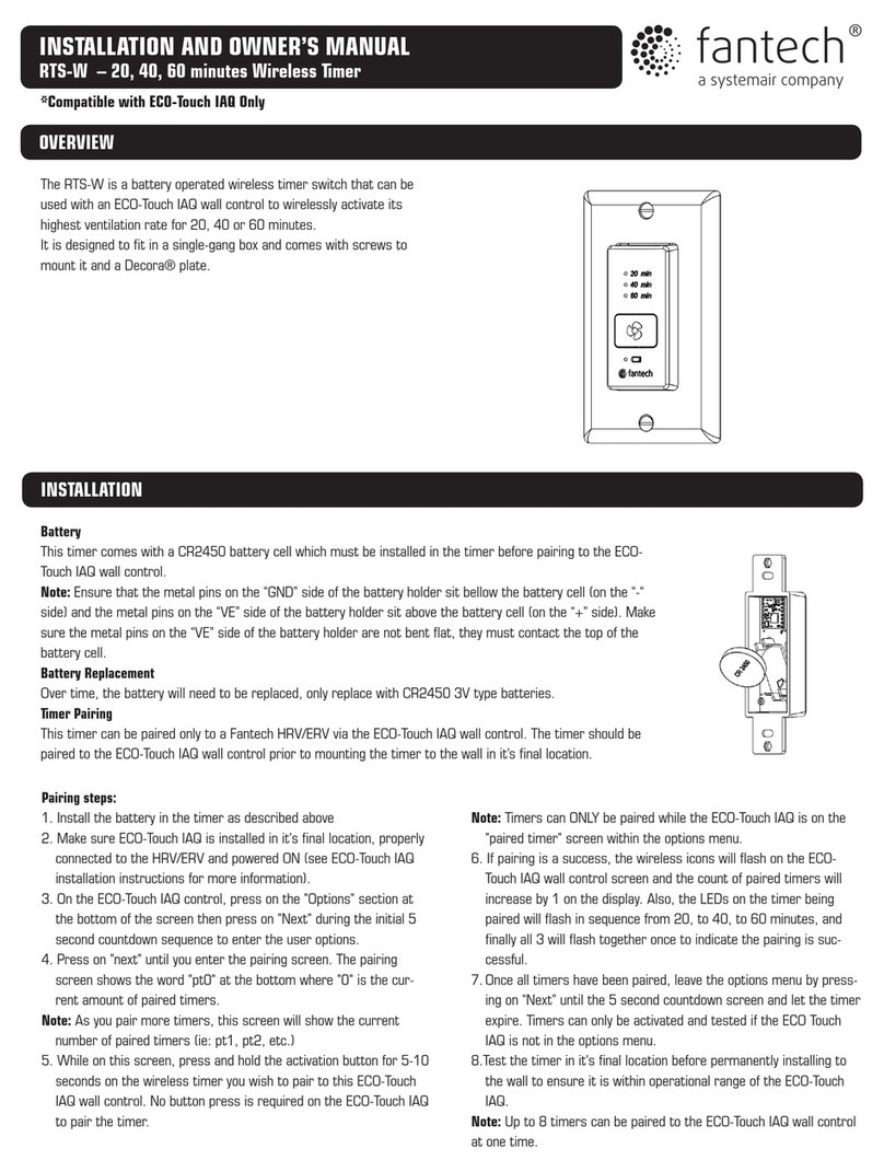 System air Fantech RTS-W Installation and owner's manual