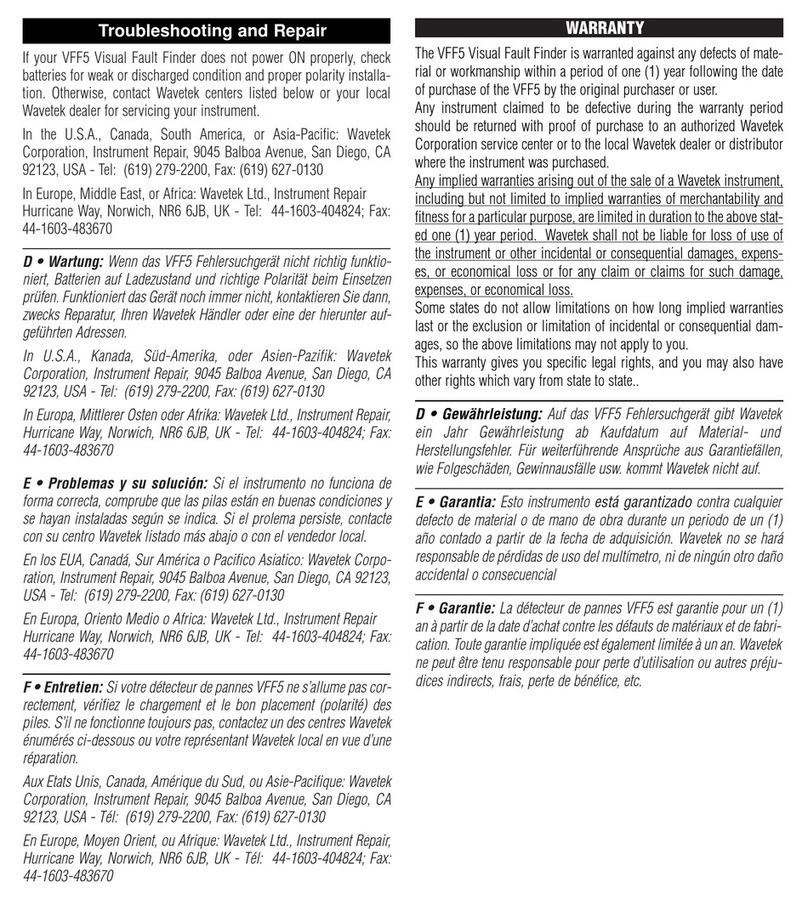 Wavetek VFF5 Operator's manual
